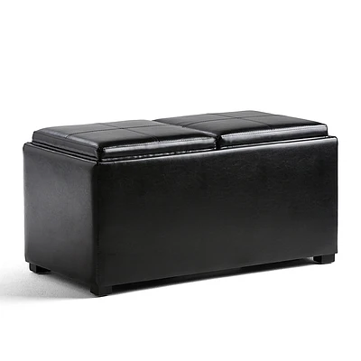 Simpli Home - Avalon Rectangular Faux Leather 5 Piece Storage Ottoman