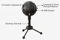 Blue Microphones - Snowball Wired Cardioid and Omnidirectional Condenser USB Vocal Microphone