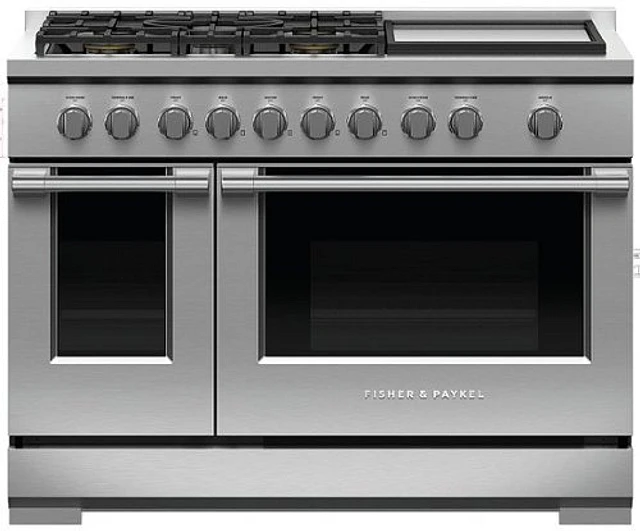 Fisher & Paykel - 7.7 Cu. Ft. Freestanding Double Oven Gas Convection Range