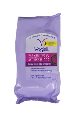 Vagisil Intimate Wipes Medicated Anti-Itch Maximum Strenght 20count