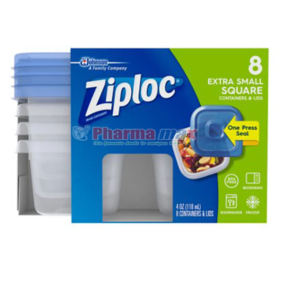 Ziplock Square Container & Lids XS 8ct