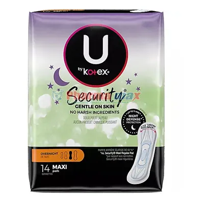 U by Kotex Overnight Maxi Wings 14pk