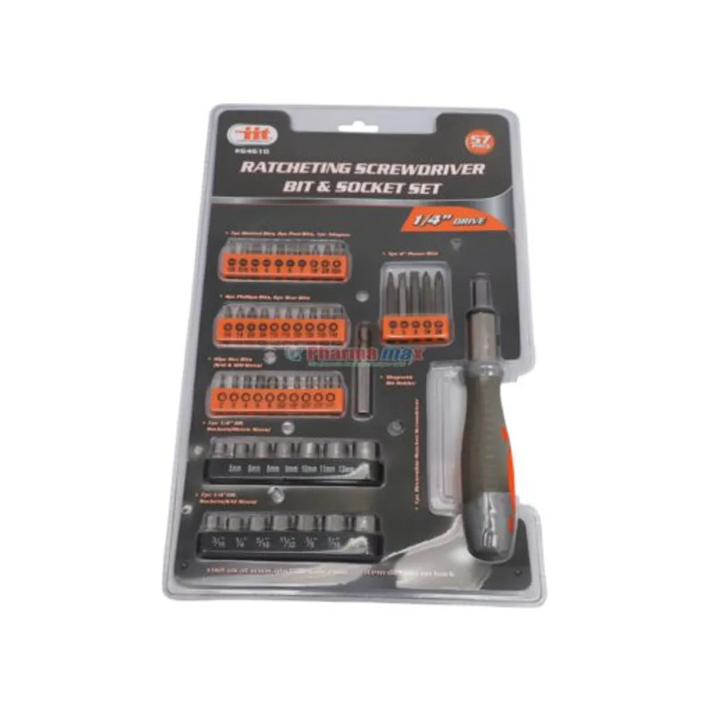 IIT Ratcheting Screwdriver Bit & Socket Set 57pc