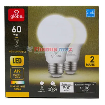 Globe Led Bulb 60watts 2pcs