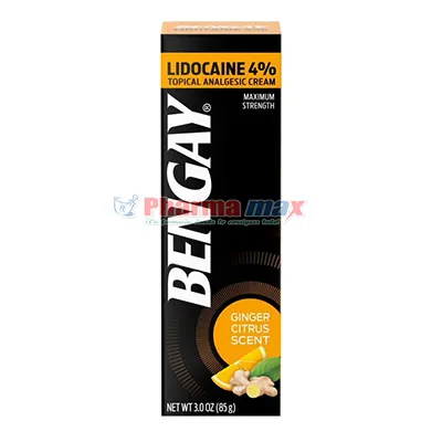 Bengay Lidocaine 4% Tropical Analgesic Cream Ginger Citrus Scent 3.0oz