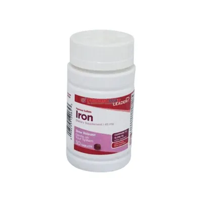 Leader Ferrous Sulfate Iron 45mg 30 Tablets