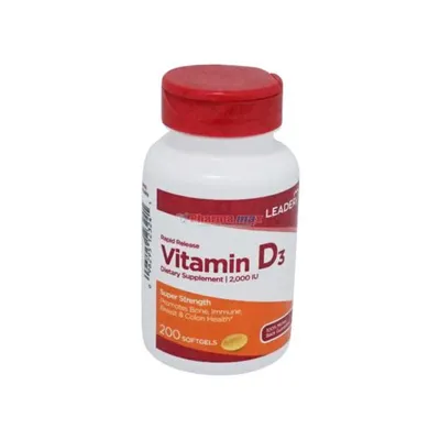Leader Vitamin D3 2,000IU 200 Softgels
