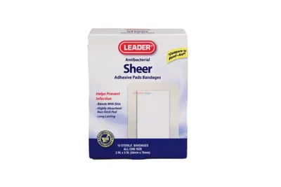 Leader Antibacterial Sheer Bandages 2″x3″ 10pk