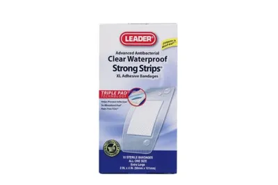 Leader Antibacterial Clear Waterproof XL Bandages 10pk