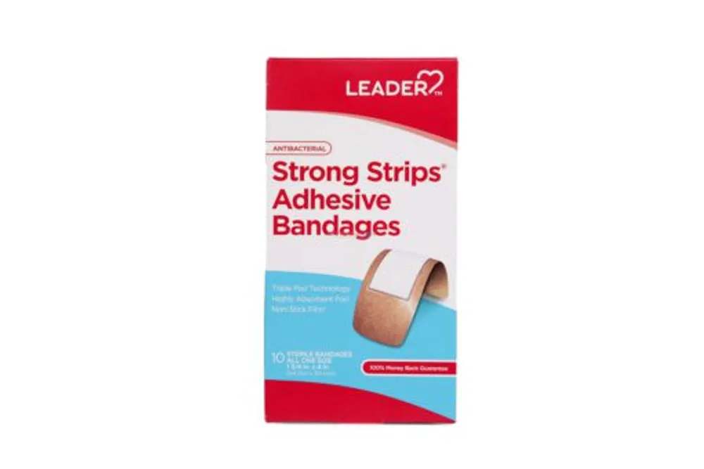 Leader Antibacterial Strong Strips Bandages 10pk