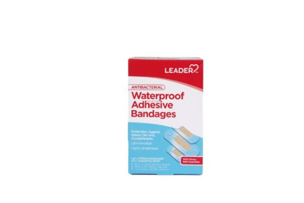 Leader Antibacterial Waterproof Adhesive Bandages 20pk