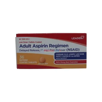 Leader Adult Aspirin Regimen Low Dose 81mg 36 Tablets