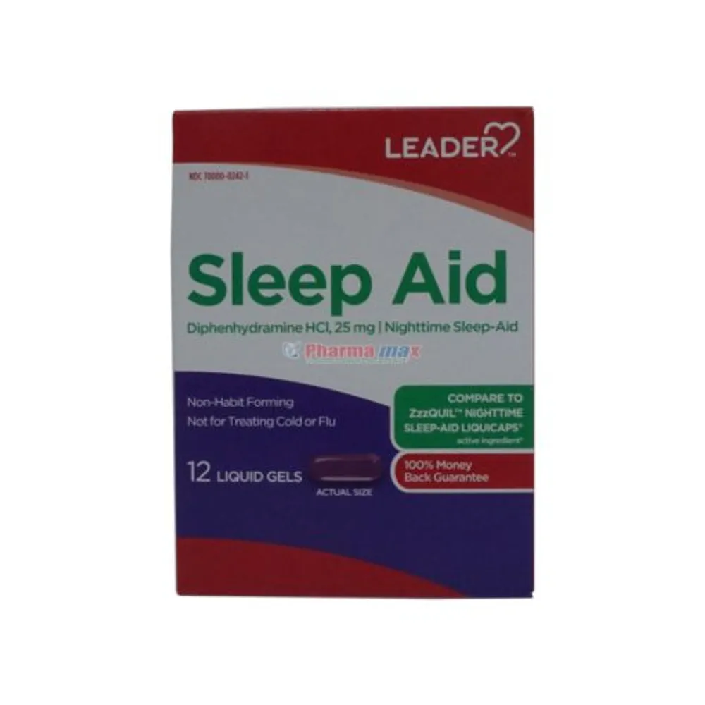 Leader Sleep Aid 25mg 12 Liquid Gels