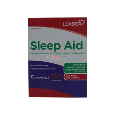 Leader Sleep Aid 25mg 12 Liquid Gels