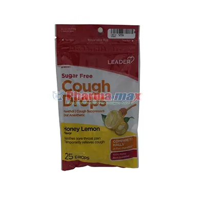 Leader Cough Drops Sugar Free Honey Lemon 25 Drops