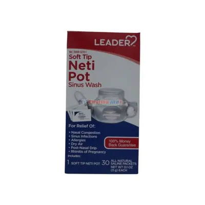 Leader Soft Tip Neti Pot Sinus Wash 1 Neti Pot/30 Saline Packets