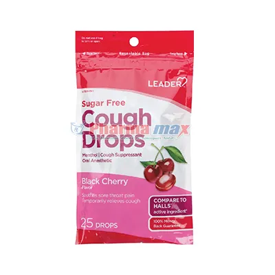 Leader Cough Drops Sugar Free Black Cherry 25 Drops