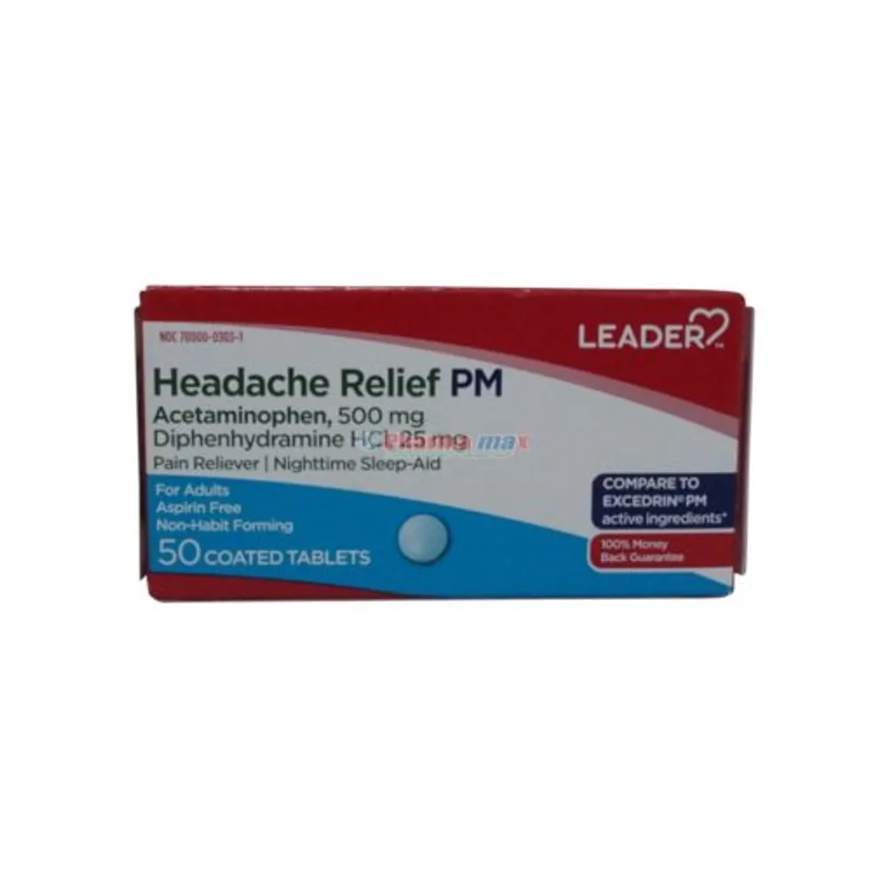 Leader Headache Relief PM 500mg 50 Tablets