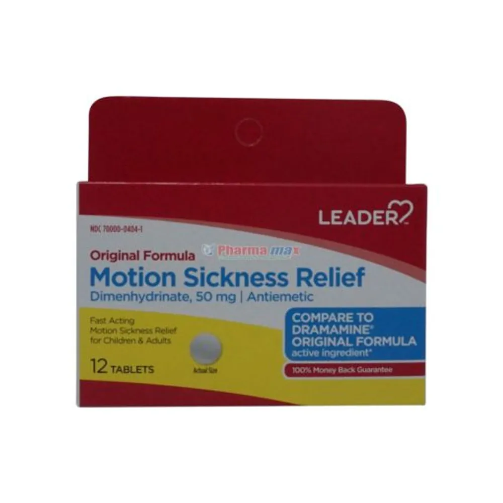 Leader Motion Sickness Relief 50mg 12 Tablets