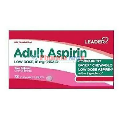 Leader Chewable Aspirin Cherry Flavor 81mg 36 Tablets