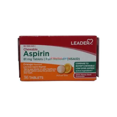 Leader Aspirin Orange Flavor 81mg 36 Tablets