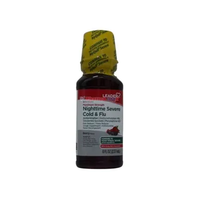 Leader Nighttime Severe Cold & Flu Berry Flavor 8oz