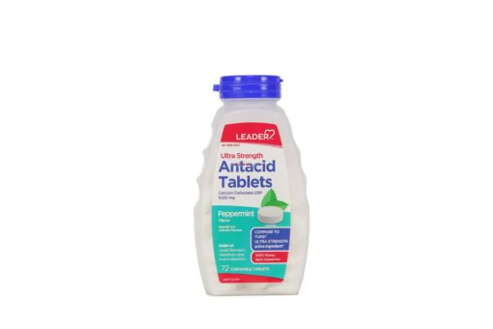 Leader Antacid Peppermint Flavor 72 Chewable Tablets