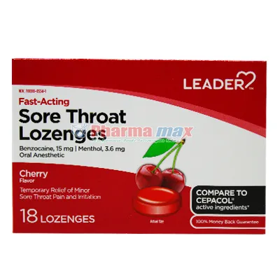 Leader Sore Throat Cherry 18ct