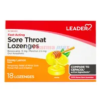 Leader Sore Throat Honey Lemon 18ct