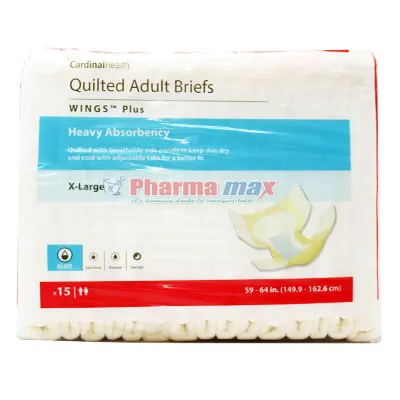 Cardinal Quilted Adult Briefs with Wings Heavy Absorbency X-Large 15ct