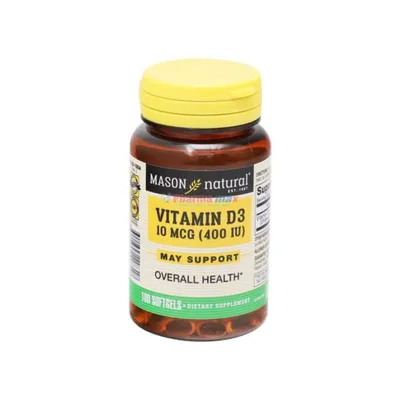 Mason Vitamin D3 10mcg 400IU 100 Softgels