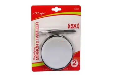 Magic Magnifying Mirror 5X & Tweezer 2pcs