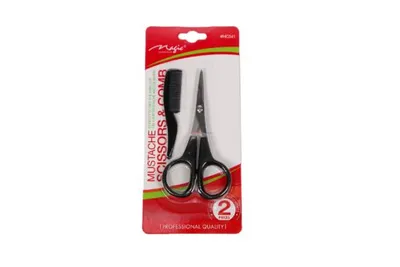 Magic Mustache Scissors & Comb 2pcs