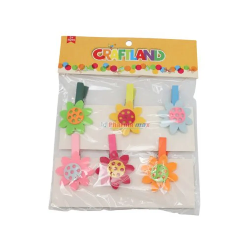 Craftland Wooden Clothespins with Flowers