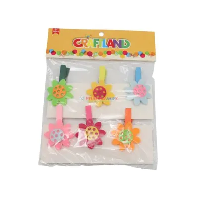 Craftland Wooden Clothespins with Flowers