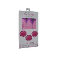 Foil Tip Poms Decoration Pink/Fuschia 3pk 17in