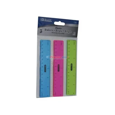 BAZIC RULERS PLASTIC 6in 3pk