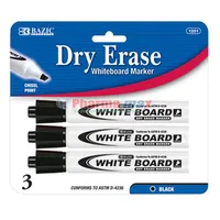 BAZIC DRY-ERASE MARKER BLK 3ct