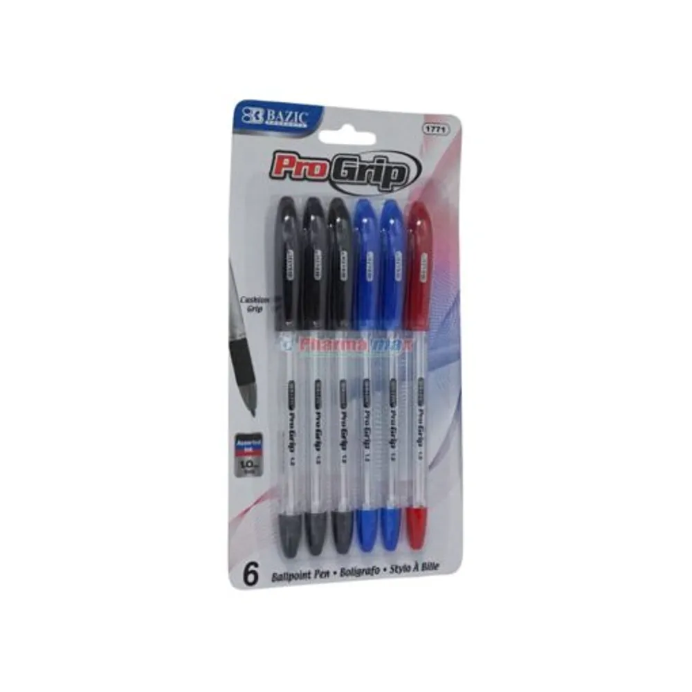 BAZIC PRO GRIP PEN ASST 6pk