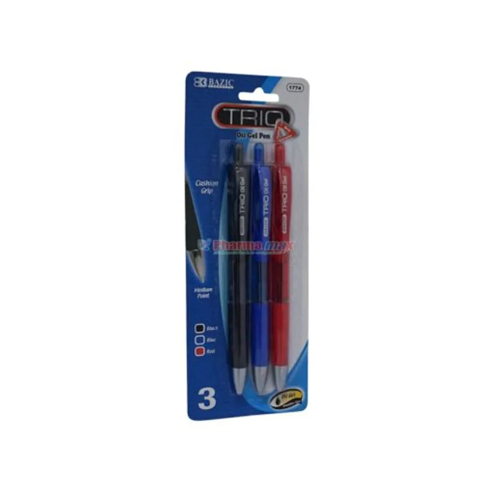 BAZIC TRIO OIL GEL PEN ASST3ct