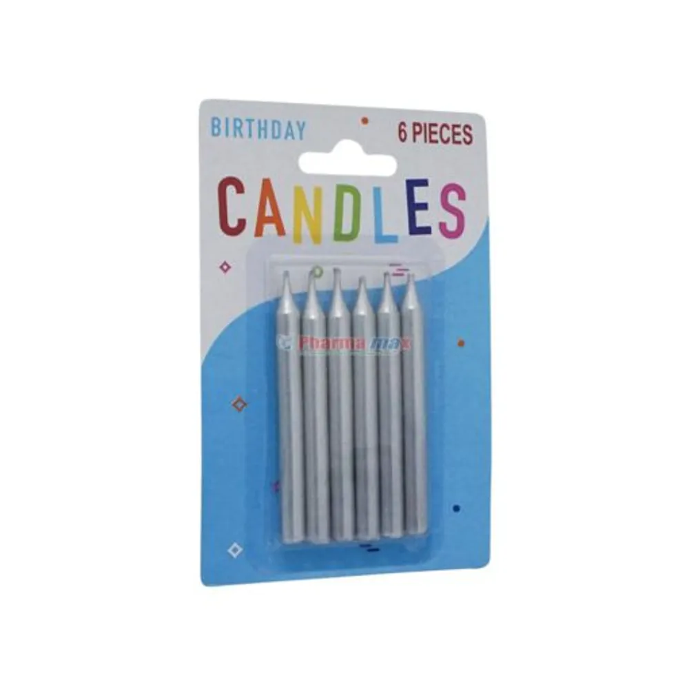 Birthday Candles Silver 6 pieces