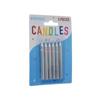 Birthday Candles Silver 6 pieces