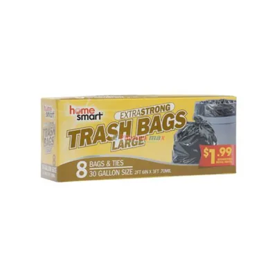 Home Smart Trash Bags Large 30Gl 8ct