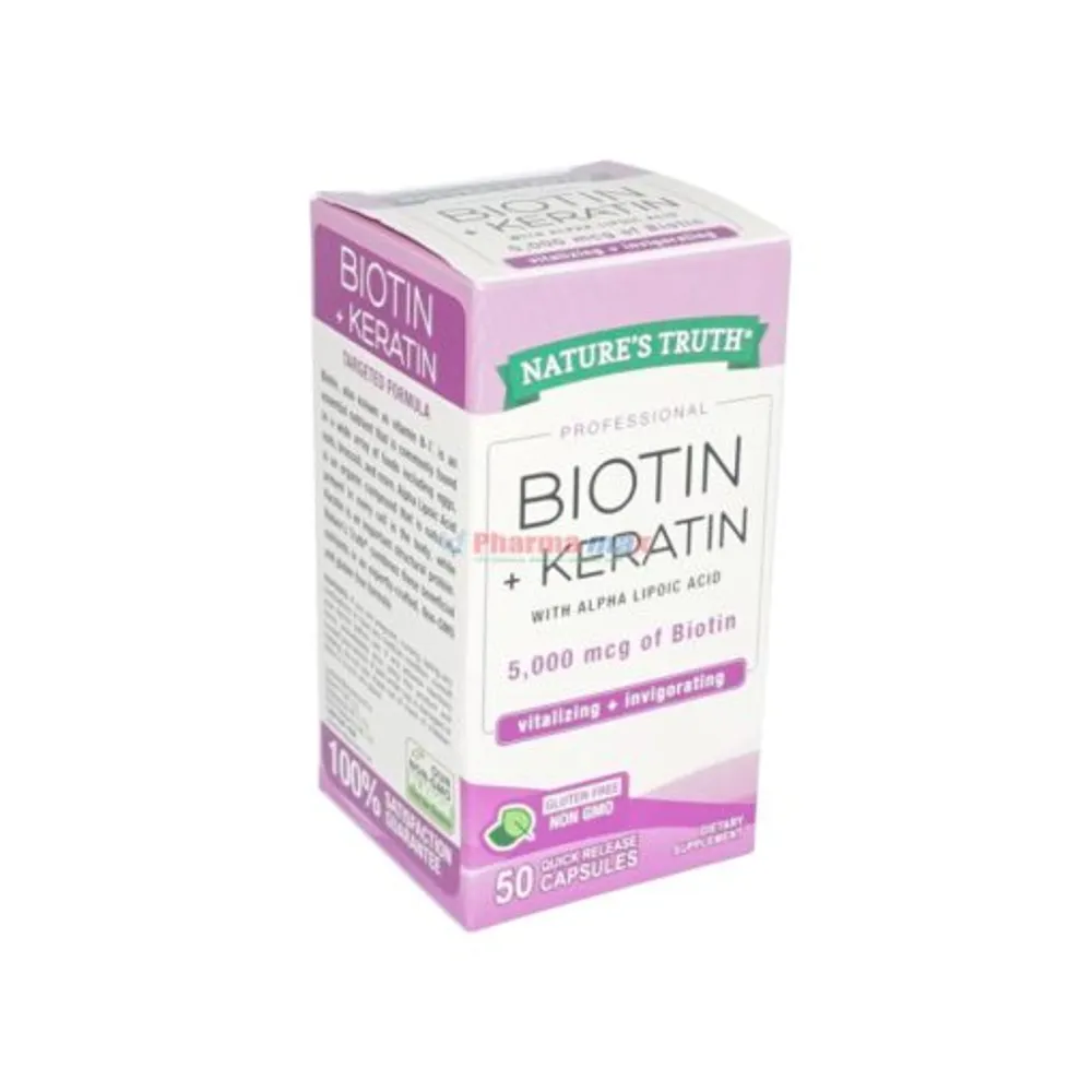 Natures Truth Biotin + Keratin 5,000mcg 50 Capsules