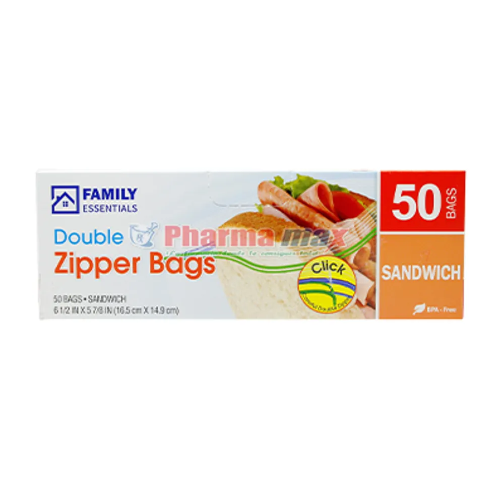 Family Essentials Double Zipper Sandwich 50ct