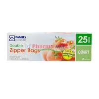 Family Essentials Double Zipper Bag Quart 25ct
