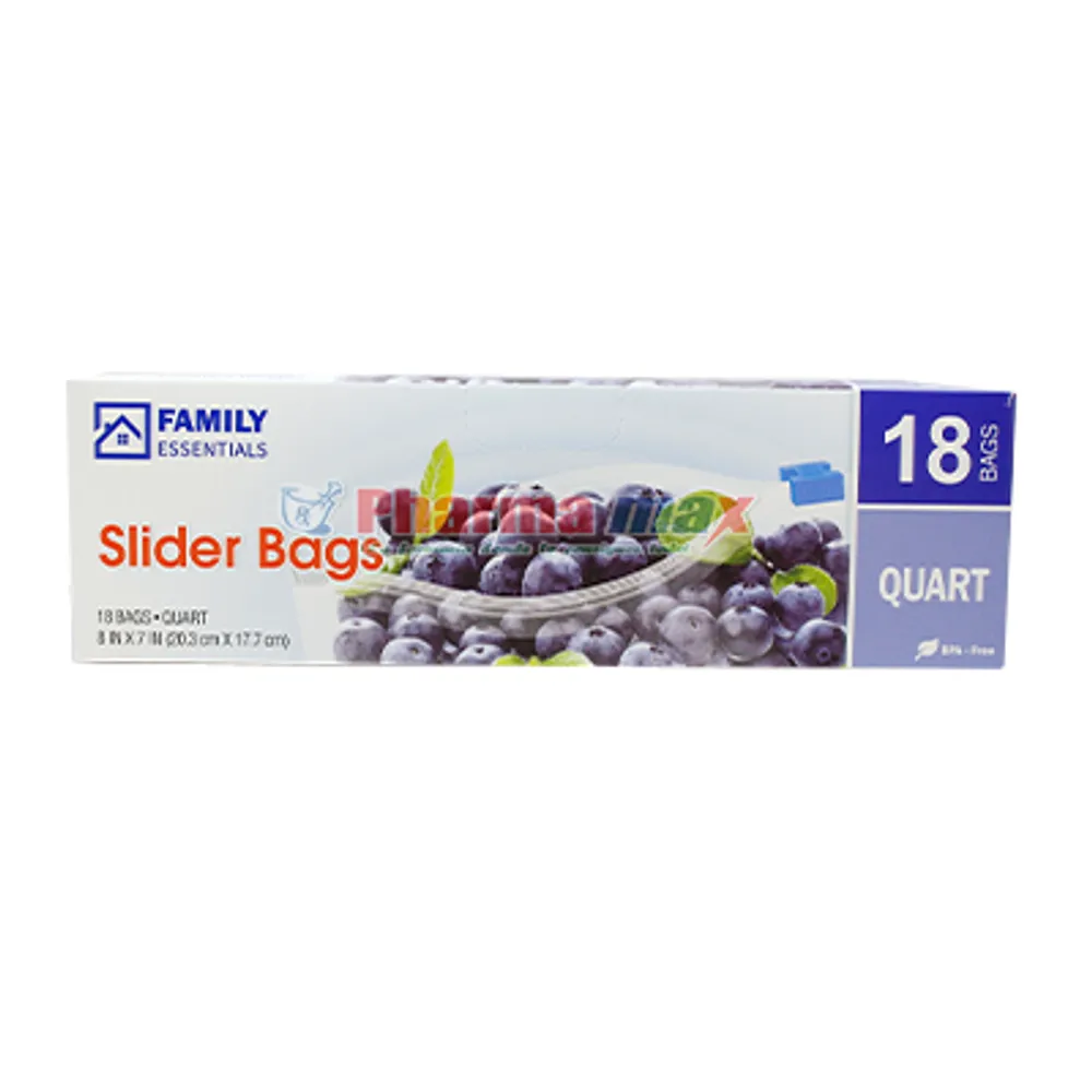 Family Essentials Slider Bag Quart 18ct