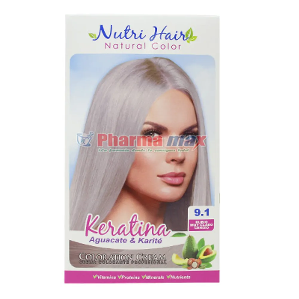 Nutri Hair Keratina Coloration Cream Rubio Muy Claro Cenizo 9.1