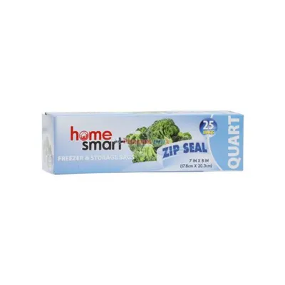 Home Smart Freezer & Storage Zip Bags Quart 25ct