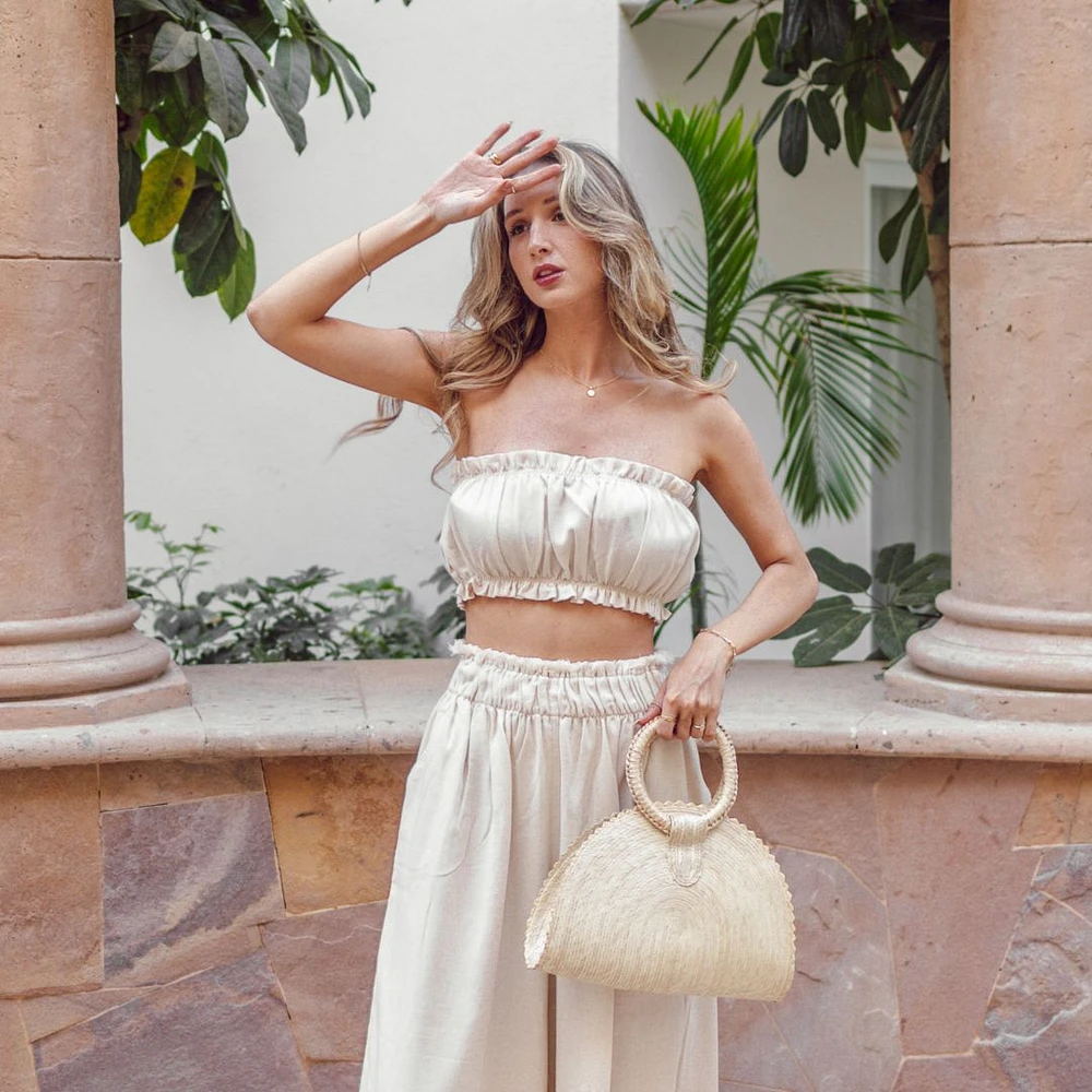 Linen-Cotton Bandeau Top